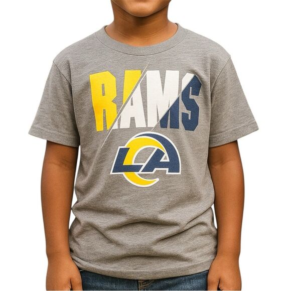 NFL Boys Gray LA Rams Short Sleeve Tees L 14/16 - Picture 1 of 7